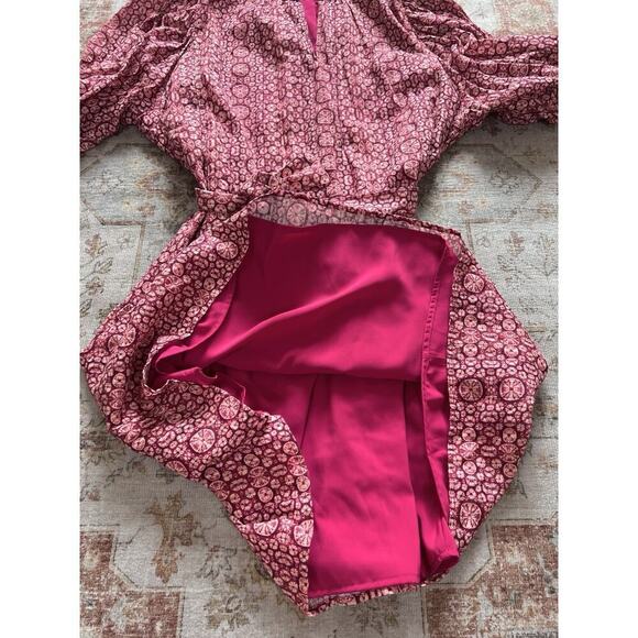 Marie Oliver Shyloh Mini Dress in Hibiscus Shibori Womens Size 1X Waist Belt - Picture 4 of 7